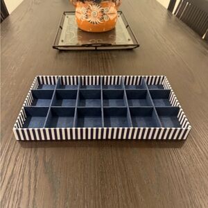 Charming Charlie Blue and White Striped Jewelry Organizer Tray
